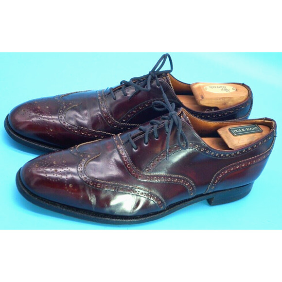 ROYAL TWEED BY CHEANEY OF ENGLAND BURGUNDY WING TIP LACE UP SHOES SIZE 10.5. main image 13